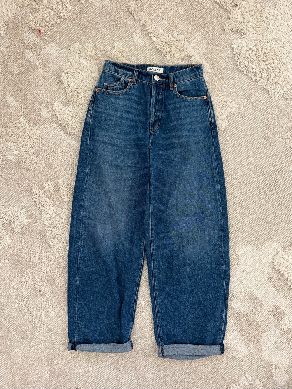 ROLLA'S Gigi Barrel Curved Leg Relaxed Blue Denim Jeans